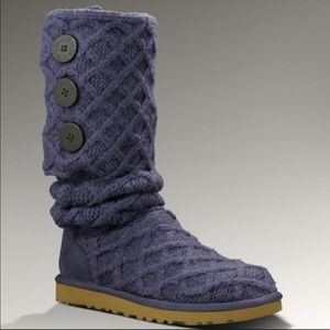 UGG Lattice Cardy Knit Button Boots Purple Size 6 EUC